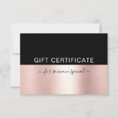 Carte Certificat cadeau Rose de luxe Gold & Black (Devant)