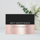 Carte Certificat cadeau Rose de luxe Gold & Black (Debout devant)