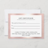Carte Certificat cadeau Rose de luxe Gold & Black (Dos)