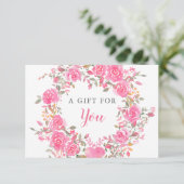 Carte Certificat cadeau rose floral (Debout devant)