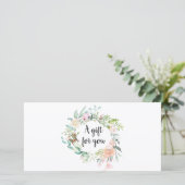Carte Certificat cadeau rose Floral Garland Script (Debout devant)