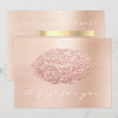 Carte Certificat cadeau Rose Gold Confetti Kiss Beauté (Devant / Derrière)