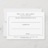 Carte Certificat cadeau rose Gold Designer Scribble (Dos)