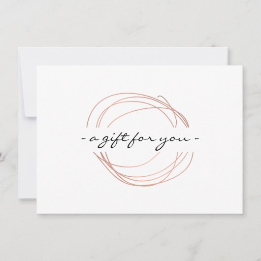 Carte Certificat cadeau rose Gold Designer Scribble (Devant)