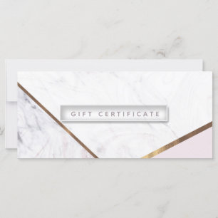 Carte Certificat Cadeau Rose Gold Marble Swirl & Blush