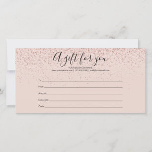 Carte Certificat Cadeau Rose Gold Pailleté