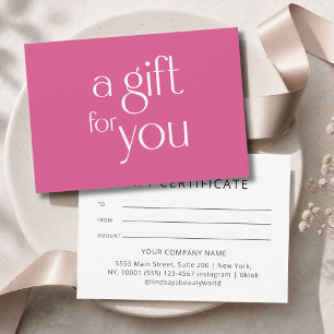 Carte Certificat Cadeau Rose Moderne