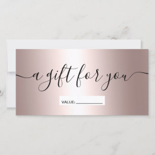 Carte Certificat cadeau rose moderne en dégradé métalliq