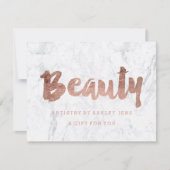 Carte Certificat cadeau rose or écriture beauté marbre (Devant)