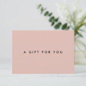 Carte Certificat Cadeau Rose Pâle Simple Moderne (Debout devant)