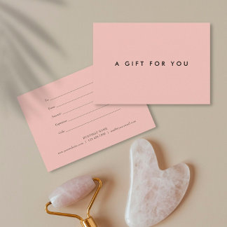 Carte Certificat Cadeau Rose Pâle Simple Moderne