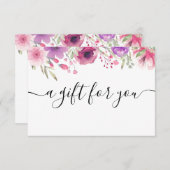 Carte Certificat cadeau Rose Watercolor (Devant / Derrière)