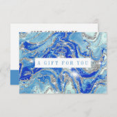 Carte Certificat cadeau Royal Blue and Silver Marble (Devant / Derrière)