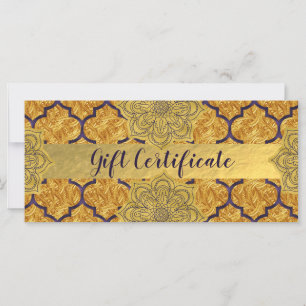 Carte Certificat-cadeau Royal indien or rouge ardent