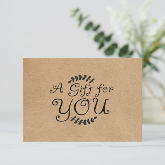 Carte Certificat cadeau Rustic Kraft (Debout devant)