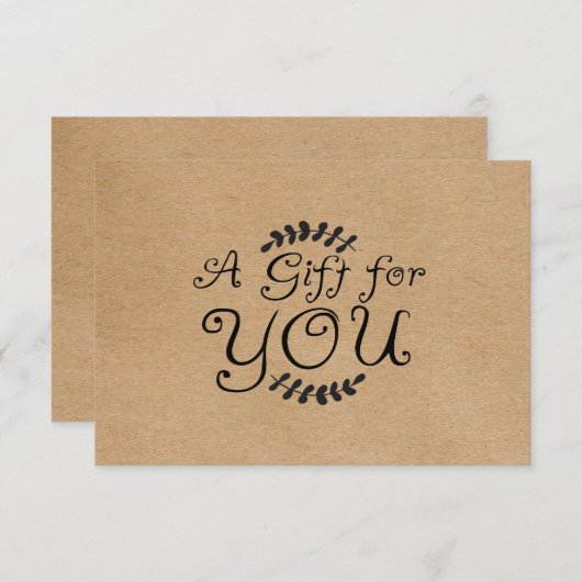 Carte Certificat cadeau Rustic Kraft (Devant / Derrière)