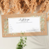 Carte Certificat-cadeau Rustic Kraft Feuille Spring