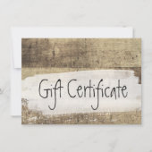 Carte Certificat cadeau Rustic Wood Shabby Grunge Vintag (Devant)