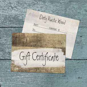 Carte Certificat cadeau Rustic Wood Shabby Grunge Vintag