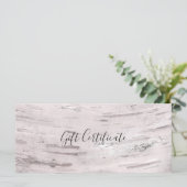 Carte Certificat cadeau rustique pour le bois de bouleau (Debout devant)