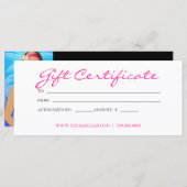 Carte Certificat cadeau Salon de bronzage rose Bikini fe (Devant / Derrière)
