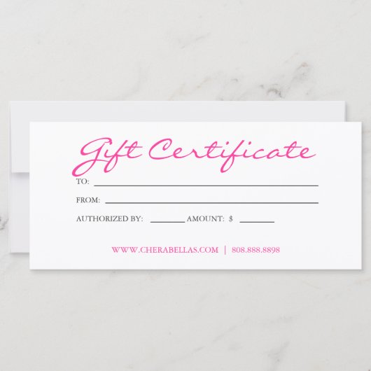 Carte Certificat cadeau Salon de bronzage rose Bikini fe (Devant)