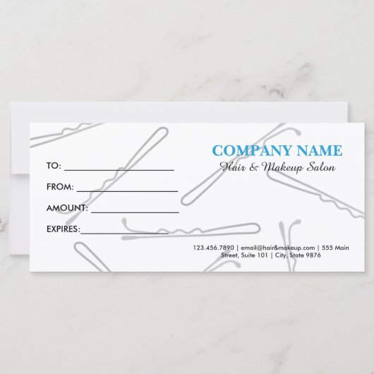 Carte Certificat cadeau salon de coiffure et maquillage (Dos)