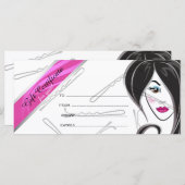 Carte Certificat cadeau salon de coiffure pour fille (Devant / Derrière)