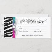 Carte Certificat cadeau Salon de mode Bijoux bleu rose (Dos)