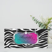 Carte Certificat cadeau Salon de mode Bijoux bleu rose (Debout devant)