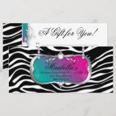 Carte Certificat cadeau Salon de mode Bijoux bleu rose (Devant / Derrière)