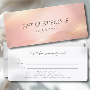 Carte Certificat Cadeau Salon Dégradé de Teint Doré Rosé