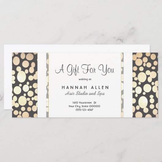 Carte Certificat cadeau Salon et Cercles d'or Spas (Devant / Derrière)