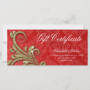 Carte Certificat cadeau Salon Parties scintillant Swirl 