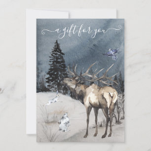 Carte Certificat cadeau Scène d'Elk d'hiver de Noël
