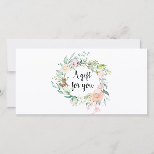 Carte Certificat Cadeau Script Couronne Fleurie de Roses (Devant)
