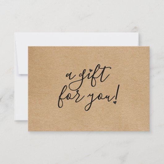 Carte Certificat Cadeau Script Hearts Kraft Rustique (Devant)