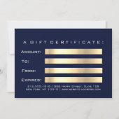 Carte Certificat cadeau Sepia Gold Parties scintillant B (Dos)