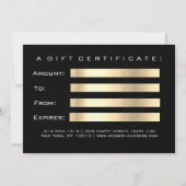 Carte Certificat cadeau Sepia Gold Parties scintillant L (Dos)