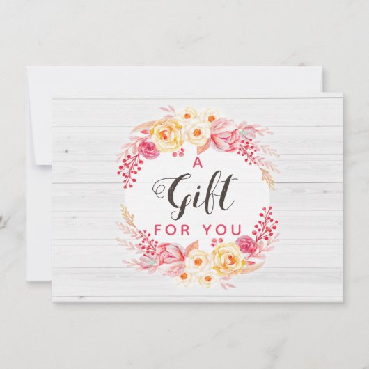 Carte Certificat cadeau Shabby Chic Rose & Rustic Floral (Devant)