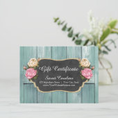 Carte Certificat cadeau Shabby Vintage Rustic Roses (Debout devant)