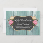 Carte Certificat cadeau Shabby Vintage Rustic Roses (Devant)