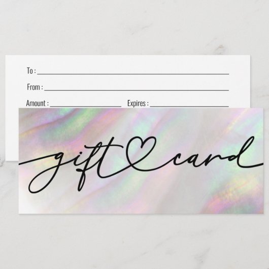 Carte certificat cadeau shell (Devant / Derrière)