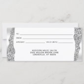 Carte Certificat Cadeau Silver Glitter Diamonds Glam (Dos)
