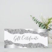 Carte Certificat Cadeau Silver Glitter Diamonds Glam (Debout devant)
