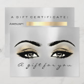 Carte Certificat cadeau Silver Gold Lash Beauty Maquilla (Devant / Derrière)