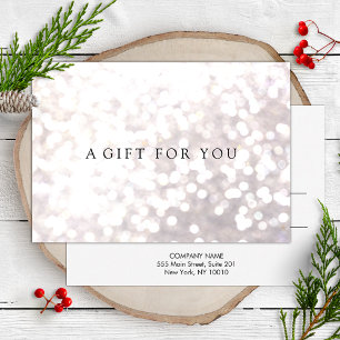 Carte Certificat Cadeau Simple Élégant Bokeh Blanc