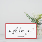 Carte Certificat cadeau simple et moderne (Debout devant)