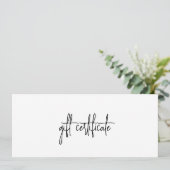 Carte Certificat cadeau simple et moderne pour logo d'en (Debout devant)