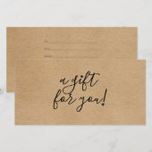 Carte Certificat-cadeau simple Kraft rustique (Devant / Derrière)